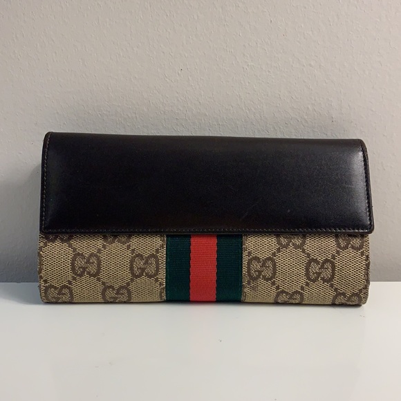 Gucci Authentic Handmade Leather and Canvas Bifold Logo Wallet - Picture 5 of 15